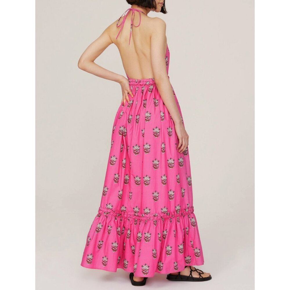 Last Chance! New Rhode Selena 100% Cotton Block Print Maxi Dress Pink XS $495 - Picture 3 of 9